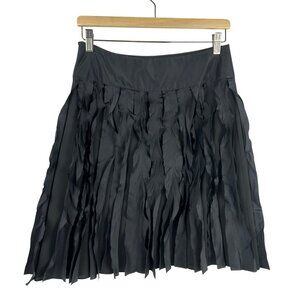 NEW Ann Taylor 100% Silk‎ A Line Skirt Women 2 Black Knee Length Ruffle Event